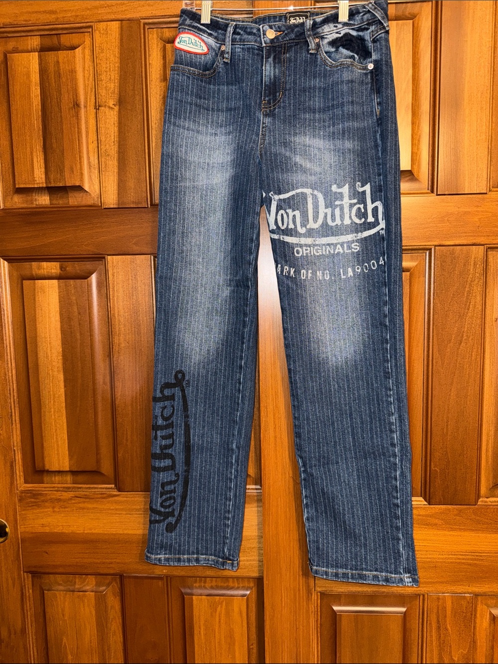 Von Dutch Dark Blue Straight-Leg Jeans with White Logo
